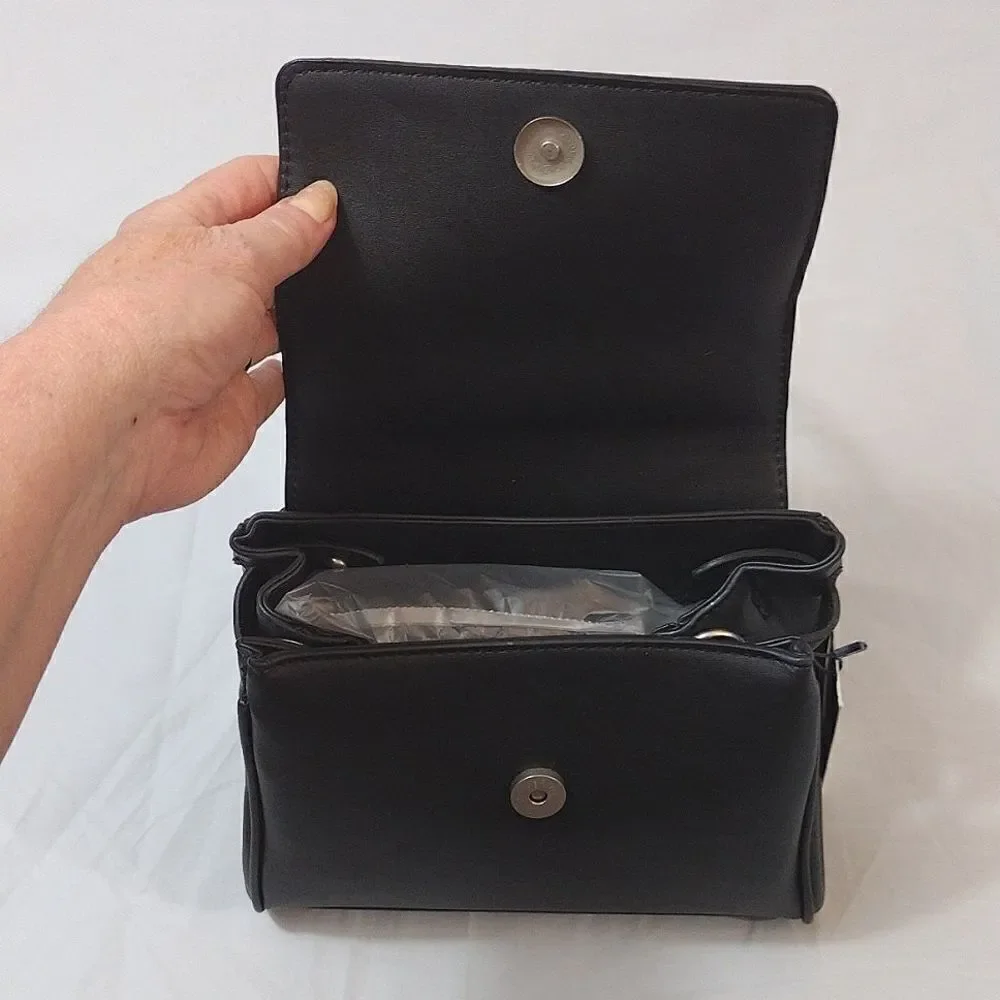 French Connection Bellita‎ Black Stud Mini Crossbody with Top Handle NWT